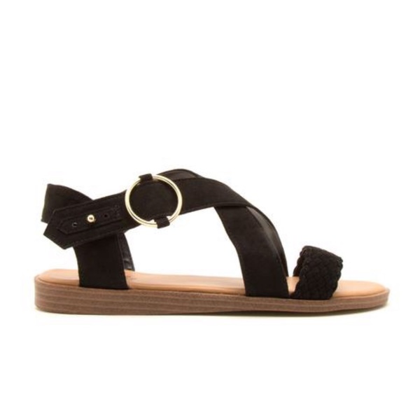 Qupid Braided x band Black Sandals - Picture 3 of 7